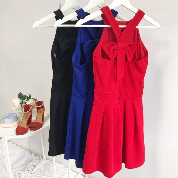 Black Mini Semi-Formal Dress with Bow Back - Picture 1 of 4